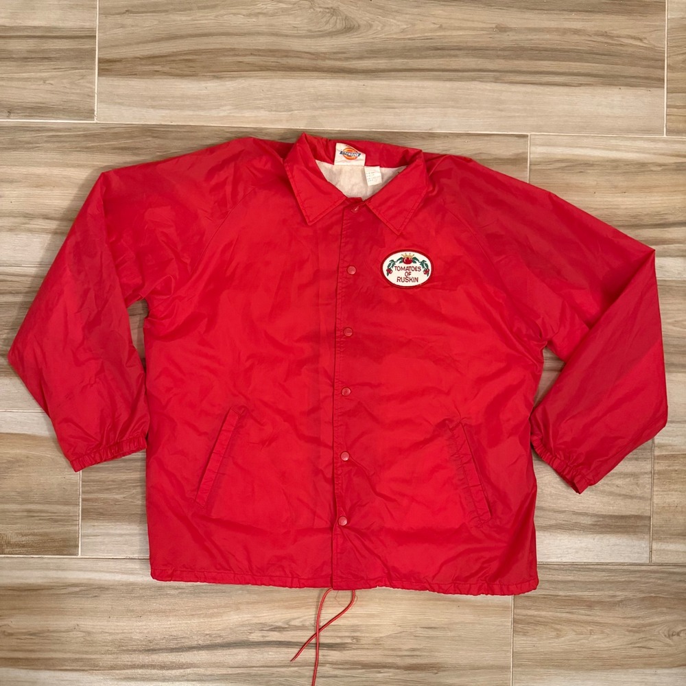 Vintage Dickies Red Coaches Jacket Tomatoes of Ruskin Patch Mens XL Windbreaker